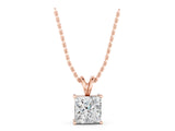 Rose gold Princess Diamond Solitaire Pendant with Four Prong Setting_5