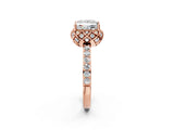 Rose gold Princess Diamond Solitaire Ring with Shared Prong Pavé Band_56