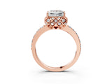 Rose gold Princess Diamond Solitaire Ring with Shared Prong Pavé Band_57