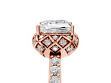 Rose gold Princess Diamond Solitaire Ring with Shared Prong Pavé Band_59