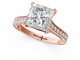 Rose gold Princess Diamond Solitaire with Pave Band and Six-Prong Setting_32