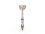 Rose gold Princess Diamond Solitaire with Pave Band and Six-Prong Setting_33
