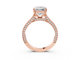 Rose gold Princess Diamond Solitaire with Pave Band and Six-Prong Setting_34