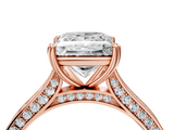 Rose gold Princess Diamond Solitaire with Pave Band and Six-Prong Setting_35