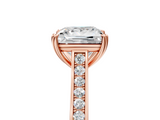 Rose gold Princess Diamond Solitaire with Pave Band and Six-Prong Setting_36