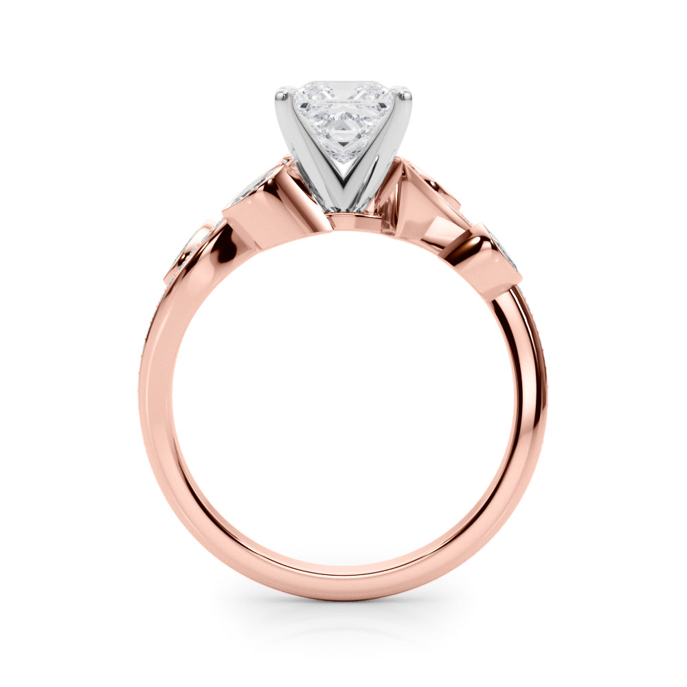 Rose gold Princess Diamond Swirl Band with Prong Setting 2