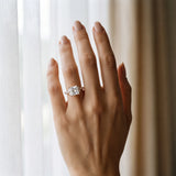 Rose gold Princess Diamond Three-Stone Pave Band with Four-Prong Setting_12