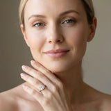 Rose gold Princess Diamond Three-Stone Pave Band with Four-Prong Setting_13