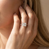 Rose gold Princess Diamond Three-Stone Pave Band with Four-Prong Setting_14