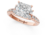 Rose gold Princess Diamond Three-Stone Pave Band with Four-Prong Setting_33
