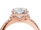Rose gold Princess Diamond Three-Stone Pave Band with Four-Prong Setting_36