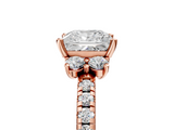 Rose gold Princess Diamond Three-Stone Pave Band with Four-Prong Setting_37