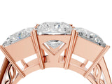 Rose gold Princess Diamond Three-Stone Ring with Prong Setting and Textured Band_10