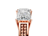 Rose gold Princess Diamond Three-Stone Ring with Prong Setting and Textured Band_11