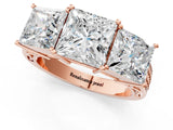 Rose gold Princess Diamond Three-Stone Ring with Prong Setting and Textured Band_7