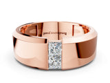 Rose gold Princess Diamond Two-Stone Mens Band