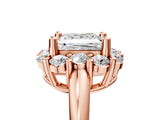 Rose gold Princess Halo Cluster Diamond Engagement Ring with Prong Setting and Polished Band_80