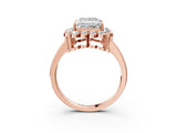 Rose gold Princess Halo Cluster Diamond Engagement Ring with Solitaire Band and Prong Setting_49