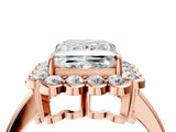 Rose gold Princess Halo Cluster Diamond Engagement Ring with Solitaire Band and Prong Setting_50
