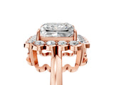 Rose gold Princess Halo Cluster Diamond Engagement Ring with Solitaire Band and Prong Setting_51