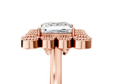 Rose gold Princess Halo Diamond Cluster Engagement Ring with Milgrain Bezel Setting and Solitaire Band_32
