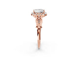 Rose gold Princess Halo Diamond Engagement Ring with Filigree Band and Four-Prong Setting_83