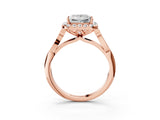 Rose gold Princess Halo Diamond Engagement Ring with Filigree Band and Four-Prong Setting_84