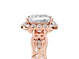 Rose gold Princess Halo Diamond Engagement Ring with Filigree Band and Four-Prong Setting_86