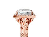 Rose gold Princess Halo Diamond Engagement Ring with Intricate Filigree Band and Four-Prong Setting_42