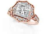 Rose gold Princess Halo Diamond Engagement Ring with Milgrain Band and Four-Prong Setting_38