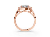 Rose gold Princess Halo Diamond Engagement Ring with Milgrain Band and Four-Prong Setting_40