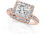 Rose gold Princess Halo Diamond Engagement Ring with Pavé Band and Four-Prong Setting_82