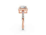 Rose gold Princess Halo Diamond Engagement Ring with Pavé Band and Four-Prong Setting_83