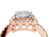 Rose gold Princess Halo Diamond Engagement Ring with Pavé Band and Four-Prong Setting_85