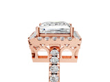 Rose gold Princess Halo Diamond Engagement Ring with Pavé Band and Four-Prong Setting_86