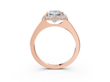 Rose gold Princess Halo Diamond Engagement Ring with Solitaire Band and Four-Prong Setting_23