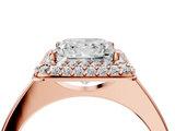 Rose gold Princess Halo Diamond Engagement Ring with Solitaire Band and Four-Prong Setting_24