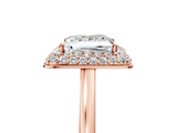 Rose gold Princess Halo Diamond Engagement Ring with Solitaire Band and Four-Prong Setting_25