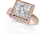 Rose gold Princess Halo Diamond Engagement Ring with Split Shank Band and Four-Prong Setting_7