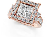 Rose gold Princess Halo Diamond Engagement Ring with Split Shank and Four-Prong Setting_42