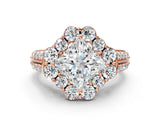 Rose gold Princess Halo Diamond Engagement Ring with Split Shank and Prong Setting_66