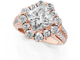 Rose gold Princess Halo Diamond Engagement Ring with Split Shank and Prong Setting_67