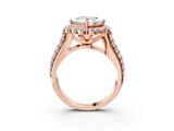 Rose gold Princess Halo Diamond Engagement Ring with Split Shank and Prong Setting_69