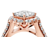 Rose gold Princess Halo Diamond Engagement Ring with Split Shank and Prong Setting_70