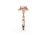 Rose gold Princess Halo Diamond Engagement Ring with Twisted Band and Four-Prong Setting 3