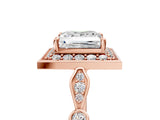 Rose gold Princess Halo Diamond Engagement Ring with Twisted Band and Four-Prong Setting 5