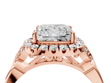 Rose gold Princess Halo Diamond Engagement Ring with Vintage-Inspired Band and Four-Prong Setting_7