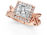 Rose gold Princess Halo Diamond Floral Band with Four-Prong Setting_76