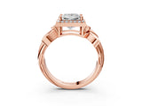 Rose gold Princess Halo Diamond Floral Band with Four-Prong Setting_78