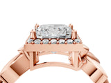 Rose gold Princess Halo Diamond Floral Band with Four-Prong Setting_79